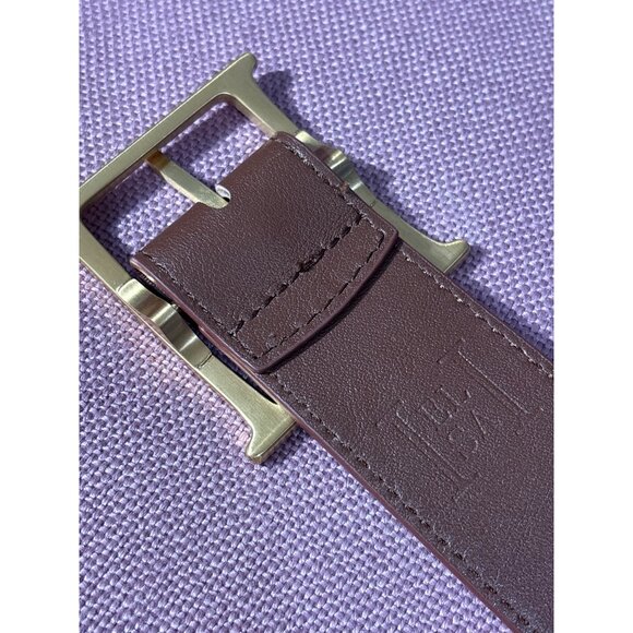 Helsa Brown Leather Belt with Gold Buckle - Picture 4 of 13